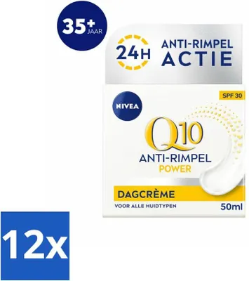 Obrázok produktu pre NIVEA - Denný krém Q10 POWER - Krém proti vráskam - SPF 30 - Pre každý typ pleti - S Q10 a kreatínom - Posilňovač kolagénu - 50 ml - Hodnotné balenie - 12 kusov