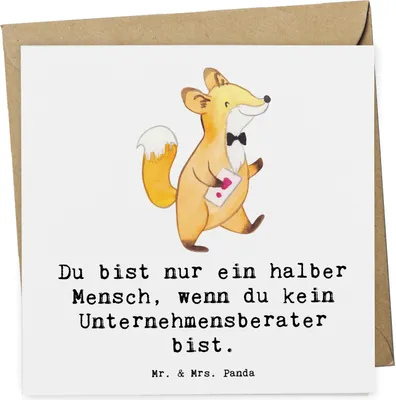 Produktbild von Mr. & Mrs. Panda Grußkarte Unternehmensberater Herz - Weiß - Geschenk, doppelkarte, anlasskarte, Klappkarte, Glückwunschkarte, faltkarte