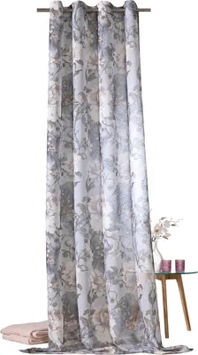 Produktbild von heimtexland ® Eyelet Scarf Curtain Akvarelové květiny Modrá příroda lněné poloprůhledné VxŠ 245x135 Moderní venkovský dům záclona Typ761