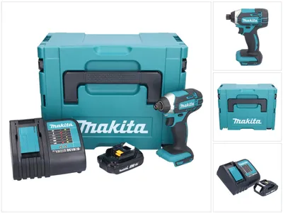 Immagine prodotto di Makita DTD 152 SY1J 18 V 165 Nm 1/4'' avvitatore a impulsi a batteria + 1x 1,5 Ah batteria + caricabatterie + Makpac