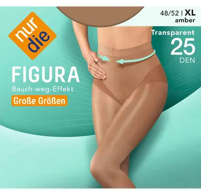 Produktbild von Nur Die Figura 25 DEN Große Größen Shaping-Strumpfhose transparente glänzende Feinstrumpfhose breiter Komfortbund Bauch-Weg Damen, amber, XL