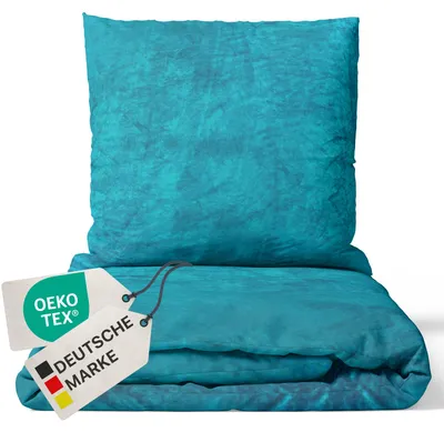 Produktbild von NYVI Winter Bettwäsche Set DreamScience Cashmere Touch 135x200 + 80x80 cm Petrol - Kuschelweich & Wärmend - Mit Reißverschluss,  , für Allergiker geeignet