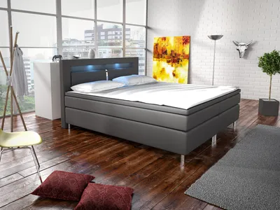 Obrázok produktu pre MOB, Manželská posteľ Boxspring 180 cm - Marilia I (sivá) (s matracmi)