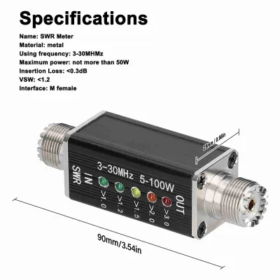 Obrázok produktu pre LED SWR meter, SWR meter, krátkovlnný SWR meter, prenosný SWR meter, SWR meter pre rádiovú komunikáciu