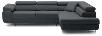 Produktbild von RIGATTO - Ecksofa mit Schlaffunktion, Bettkastem, Komfort und Still, dunkelgrau