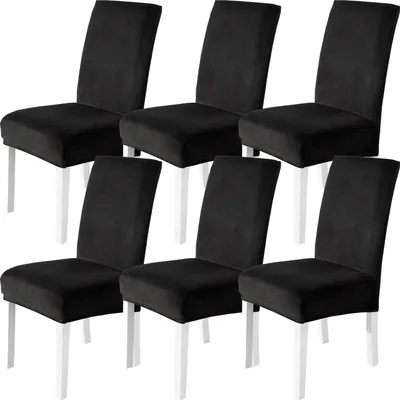 Immagine prodotto di Copridivani in velluto, set da 6 pezzi, colore nero, elasticizzati, lavabili, adatti a poltrone alte e a sedie a dondolo