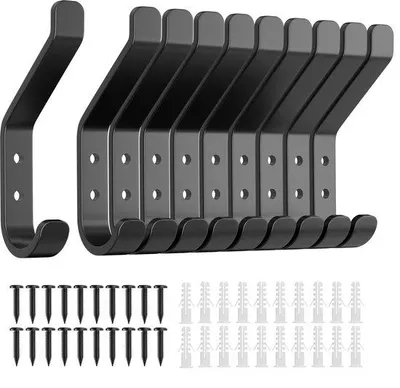 Image de Crochets métalliques noirs de 10 cm pour vestes et chapeaux