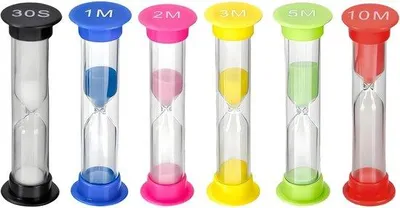 Produktbild von Sanduhr Set 6 Stück mit verschiedenen Zeitintervallen - 30 Sekunden bis 10 Minuten