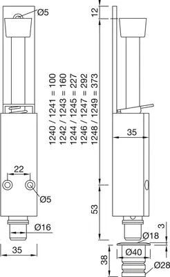Produktbild von Türfeststeller 1242 mit Bodenbüchse Hub 60 mm, Alu silber lackiert / Edelstahl