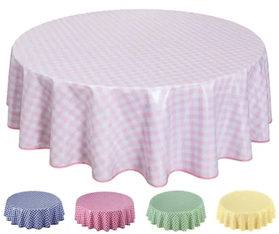 Productafbeelding van Tafelkleed 160 cm, rond, roze, PVC, voor tuin