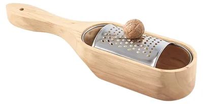 Produktbild von Muskatreibe Holz Edelstahl Gewürzreibe aus Gummiholz mit Stahlreibe