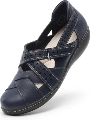 Produktbild von DREAM PAIRS Damen Loafer, Schlupfschuhe, Bequeme Freizeitschuhe, Flache Schuhe, Arbeitsschuhe, Sandalen mit geschlossener Spitze,Farbe: MARINE, Größe: 39