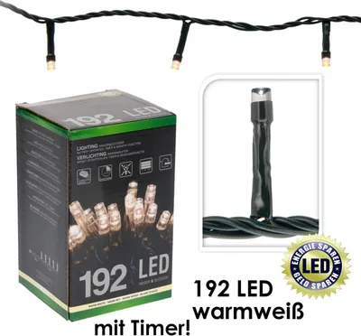 Produktbild von LED-Lichterkette, 192 LEDs, warmweiß, Batteriebetrieb, IP44, Timer