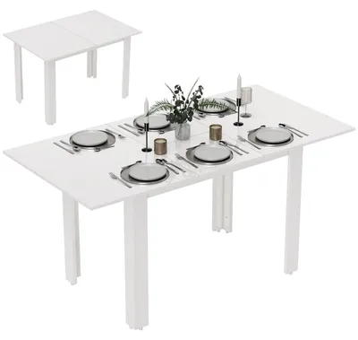 Zdjęcie produktu dla Rozkładany stół jadalny HOMCOM 120–160 x 80 cm, stół kuchenny dla 4–6 osób, biały