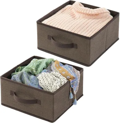 Produktbild von Aufbewahrungsbox Stoffbox 2er Set mit Griff mDesign aus Kunstfaser Braun Box