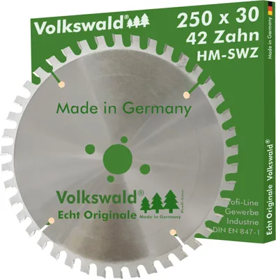 Produktbild von Volkswald ® HM-Sägeblatt SWZ 250 x 30 mm Z= 42 Kreissägeblatt Kreissäge Handkreissäge Hartmetall  Ersatzsägeblatt mit Spezial-Wechselzahnung von Brennholz Leimhölzer Massivholz  Brennholzsägen Tischkreissägen