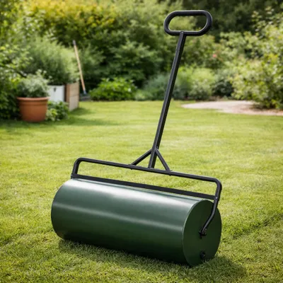 Produktbild von HAGO24 Gartenwalze Rasenwalze Handwalze 90cm Stahl 63L befüllbar Wasser Sand Abstreifblech Verdichten Einebnen
