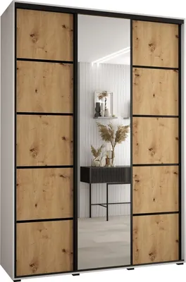 Produktbild von MEBLE KRYSPOL Davos 5 Schrank, drei Türen - 235,2x180x45 cm - Weiß Artisan Schwarz