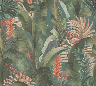 Produktbild von Vliestapete Drawn into Nature Blätter Dschungel grün altrosa