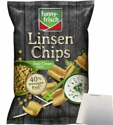 Produktbild von Funny Frisch Linsenchips Sour Cream Style (90g Packung) + usy Block