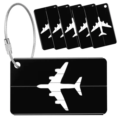 Produktbild von Bagagelabels Aluminiumlegierung, 6 Stück, mit Stahlschlaufe, für Reisegepäck
