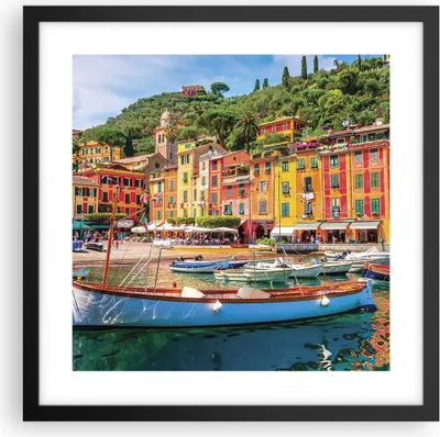 Produktbild von Gerahmtes Poster - Schwarzer Rahmen - Weihnachtsmann Margherita Ligure - 40x40 cm - Wand Bild - Wanddeko - Wandbilder - Wandposter - Bilderrahmen - Bilder - Kunstdruck - Wandbild - P2BAC40x40-4232
