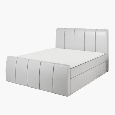 Produktbild von Boxspringbett KARIS 180x200 mit Bettkasten, Topper und gepolstertem Kopfteil. Farbe: Hellgrau