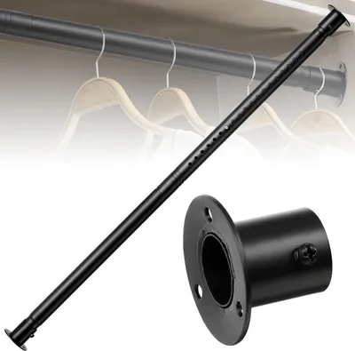 Image de Tringle à vêtements extensible - Décorative et fonctionnelle - 1 pièce - Noir - Acier - 40-210 cm