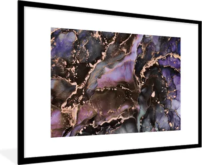 Produktbild von MuchoWow® Gerahmtes Poster Marmor - Gold - Rosa 90x60 cm - Poster mit Schwarzem Bilderrahmen Wandposter Rahmen Foto Bilder - Wanddekoration - Fotos
