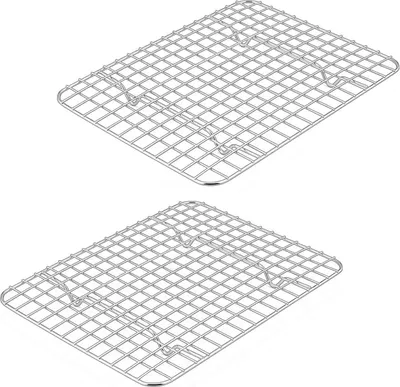 Image de Grille de refroidissement en acier inoxydable, set de 2 pièces 25x19x2 cm pour plaques à pâtisserie - Durable et résistant au lave-vaisselle