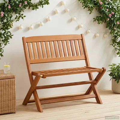 Produktbild von Möbel Kinderbank Braun 61 x 38 x 57 cm Massives Eukalyptus HolzGartenbänke - Gartenbänke c7145