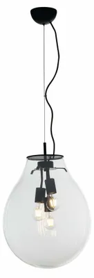 Immagine prodotto di Lampada a sospensione AZUMA in vetro trasparente con struttura in metallo nero, 38 cm.