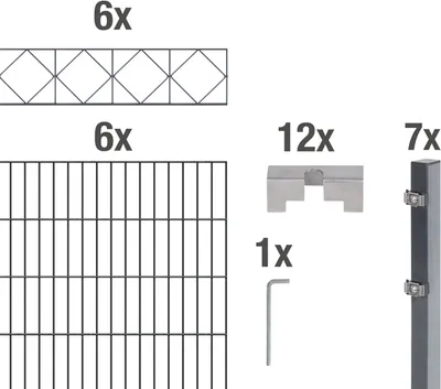 Produktbild von Alberts Doppelstabmattenzaun Bergen, Höhe 120 cm, Länge 12 m, 2 m Matte, anthrazit, zum Einbetonieren