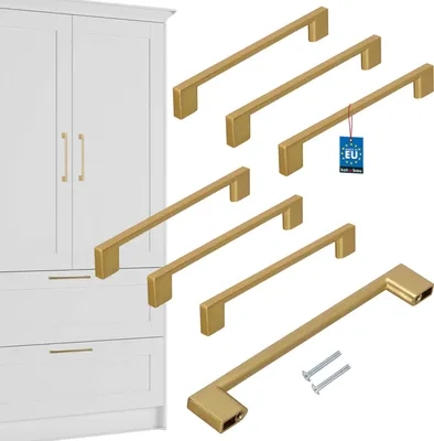 Immagine prodotto di KOTARBAU® Set di 6 maniglie per mobili oro 190 mm maniglie per mobili ZnAl maniglie per mobili maniglie per armadi da cucina maniglie per cassetti maniglie per mobili maniglie per armadi da cucina maniglie per ante di mobili maniglia per barre di mobili