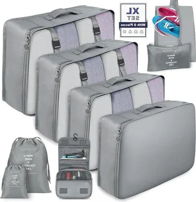 Produktbild von Famanu Kofferorganizerset 9-teilig - Praktische Reise-Organizer in Grau