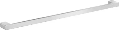 A single chrome towel bar against a white background.