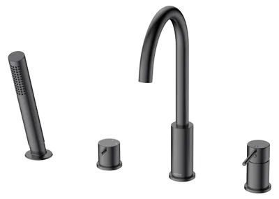 Produktbild von AVAPAX | 4-Loch-Badewannenarmatur aus Messing - 150 cm Brauseschlauch - Gunmetal matt - Für Wannenrandmontage