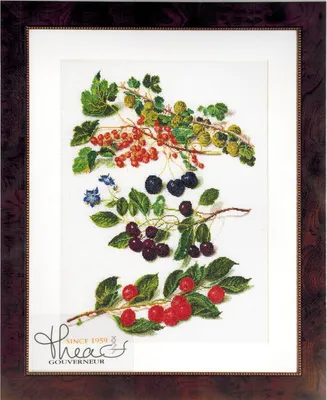 Immagine prodotto di Thea Gouverneur, kit per ricamo a punto croce "Ciliegie", tela Aida 18 ct, schema a punti, dimensioni 33x45 cm