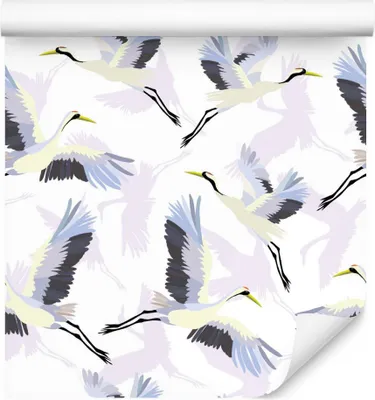 Produktbild von 10m VLIES TAPETE Rolle Vügel Kraniche Himmel Federn Natur Ornamente XXL