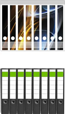 Produktbild von Wallario 8 Stück schmale Ordner inkl. Klebeetiketten mit Motive Abstraktes Design -  Set mit Rückenschildern / Ordnerrücken Stickern
