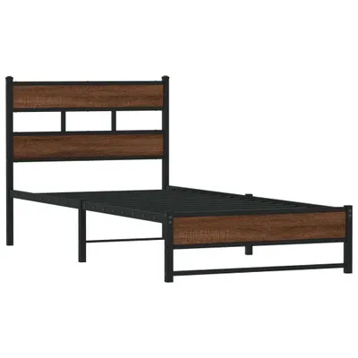 Obrázek produktu pro vidaXL Kovová postel bez matrace dubový vzhled 100x200 cm