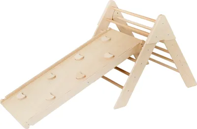 Produktbild von Luna Toys Natürliches Klettergerüst aus Holz mit Rutsche