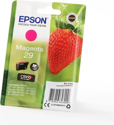 Produktbild von Epson Strawberry Singlepack Magenta 29 Claria Home Ink, Standardertrag, Magenta, Tinte auf Pigmentbasis, 3,2 ml, 1 Stück(e), Einzelpackung