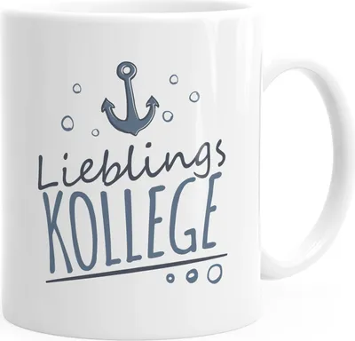 Produktbild von Kaffee-Tasse Schriftzug Lieblings - Kollege/Nachbar mit Ankermotiv Geschenk Lieblingsperson Moonworks® Kollege weiß Keramik-Tasse