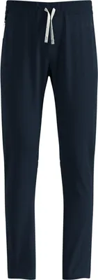 Dunkelblaue Odlo Essentials Warm Langlaufhose für Kinder mit elastischem Bund und weißen Kordeln