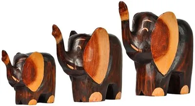 Produktbild von Holz-Elefant OKI, handgeschnitzt und bemalt, Grösse:ca. 9 cm