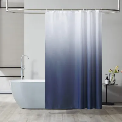 Obrázok produktu pre Sprchový záves proti plesniam textilný vodotesný 150x180cm biely/tmavomodrý