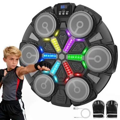 Produktbild von Musik-Boxtrainer - Wandmontiertes Schlagpad - Bluetooth - Handschuhe inklusive - Für Home-Fitness - Ab 8 Jahren
