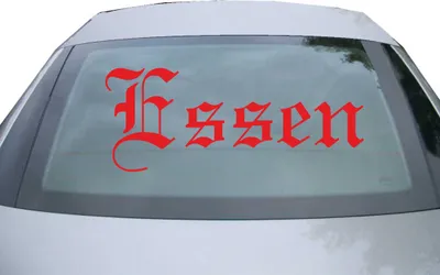 Produktbild von Indigos UG - Aufkleber Heckscheibe & Motorklappe DE6499 - rot - 600x241 mm - Stadt Essen - Auto Scheiben Fenster Heckklappe Tuning Racing JDM - Die cut