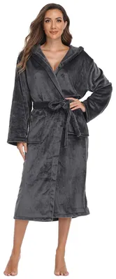 Produktbild von Dicke, warme Flanellbademantel für Damen mit Kapuze